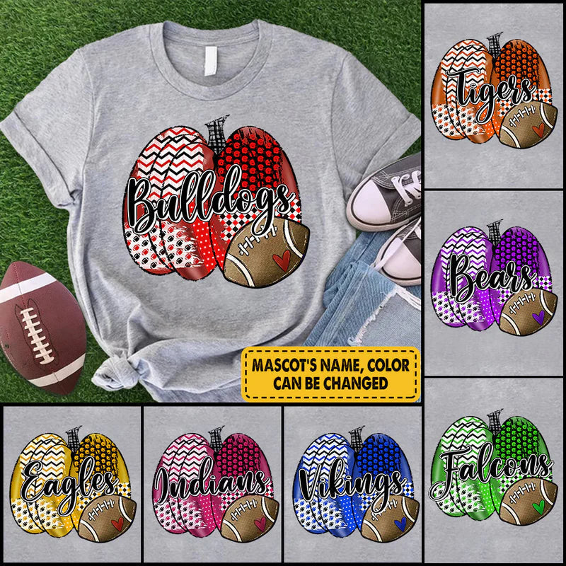 Personalized Mascot Pumpkins Football Fall Football T Shirt CTM Youth Custom - Printyourwear