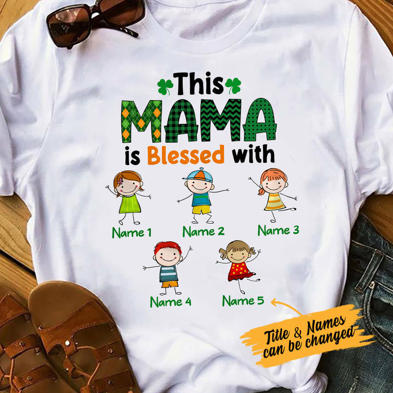 Personalized St Patricks Day Grandma Irish T Shirt Blessed With CTM Custom - Printyourwear