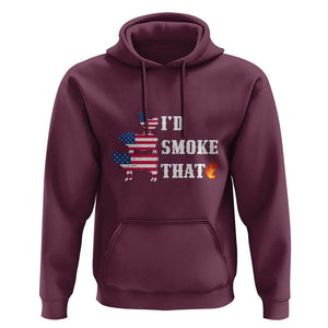 4th Of July BBQ Hoodie I'd Smoke That Barbecue Cook Pitmaster Grill Chef TS11 Maroon Print Your Wear