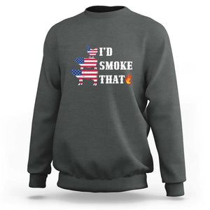 4th Of July BBQ Sweatshirt I'd Smoke That Barbecue Cook Pitmaster Grill Chef TS11 Dark Heather Print Your Wear