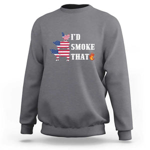 4th Of July BBQ Sweatshirt I'd Smoke That Barbecue Cook Pitmaster Grill Chef TS11 Charcoal Print Your Wear