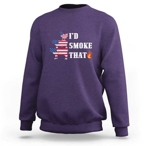 4th Of July BBQ Sweatshirt I'd Smoke That Barbecue Cook Pitmaster Grill Chef TS11 Purple Print Your Wear