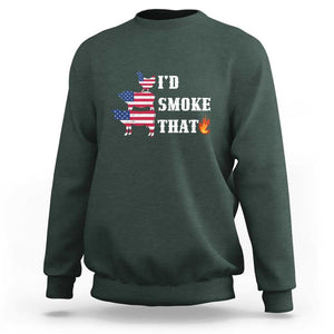 4th Of July BBQ Sweatshirt I'd Smoke That Barbecue Cook Pitmaster Grill Chef TS11 Dark Forest Green Print Your Wear