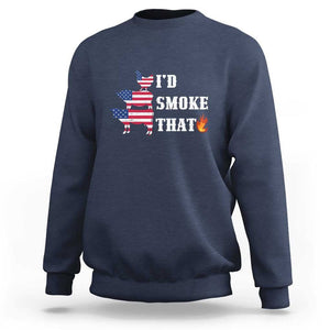 4th Of July BBQ Sweatshirt I'd Smoke That Barbecue Cook Pitmaster Grill Chef TS11 Navy Print Your Wear