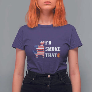 4th Of July BBQ T Shirt For Women I'd Smoke That Barbecue Cook Pitmaster Grill Chef TS11 Purple Print Your Wear