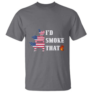 4th Of July BBQ T Shirt I'd Smoke That Barbecue Cook Pitmaster Grill Chef TS11 Charcoal Print Your Wear