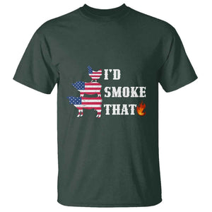 4th Of July BBQ T Shirt I'd Smoke That Barbecue Cook Pitmaster Grill Chef TS11 Dark Forest Green Print Your Wear