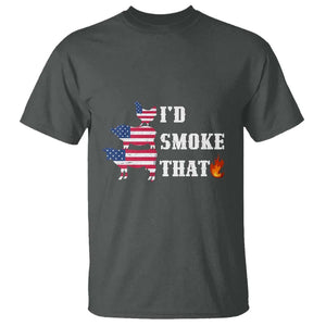 4th Of July BBQ T Shirt I'd Smoke That Barbecue Cook Pitmaster Grill Chef TS11 Dark Heather Print Your Wear