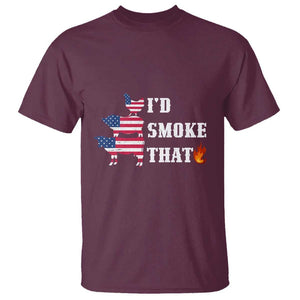 4th Of July BBQ T Shirt I'd Smoke That Barbecue Cook Pitmaster Grill Chef TS11 Maroon Print Your Wear