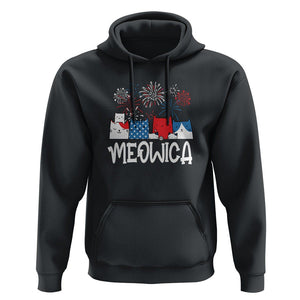 4th Of July Cat Lover Hoodie Meowica Patriotic American Flag Fireworks TS09 Black Print Your Wear