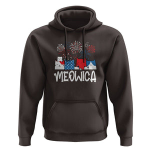 4th Of July Cat Lover Hoodie Meowica Patriotic American Flag Fireworks TS09 Dark Chocolate Print Your Wear