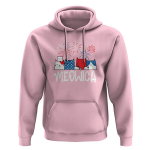 4th Of July Cat Lover Hoodie Meowica Patriotic American Flag Fireworks TS09 Light Pink Print Your Wear