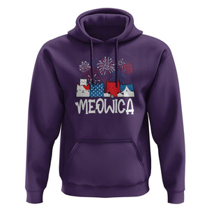 4th Of July Cat Lover Hoodie Meowica Patriotic American Flag Fireworks TS09 Purple Print Your Wear