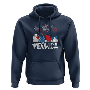 4th Of July Cat Lover Hoodie Meowica Patriotic American Flag Fireworks TS09 Navy Print Your Wear