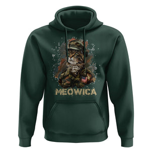 4th Of July Cat Lover Hoodie Meowica Patriotic US Army Cat TS09 Dark Forest Green Print Your Wear