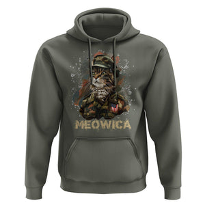 4th Of July Cat Lover Hoodie Meowica Patriotic US Army Cat TS09 Military Green Print Your Wear