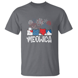 4th Of July Cat Lover T Shirt Meowica Patriotic American Flag Fireworks TS09 Charcoal Print Your Wear