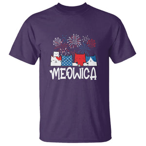 4th Of July Cat Lover T Shirt Meowica Patriotic American Flag Fireworks TS09 Purple Print Your Wear