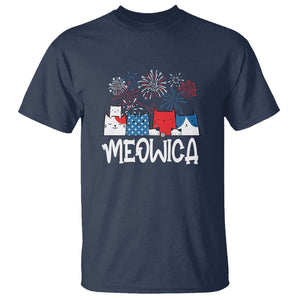 4th Of July Cat Lover T Shirt Meowica Patriotic American Flag Fireworks TS09 Navy Print Your Wear