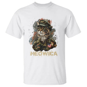 4th Of July Cat Lover T Shirt Meowica Patriotic US Army Cat TS09 White Print Your Wear