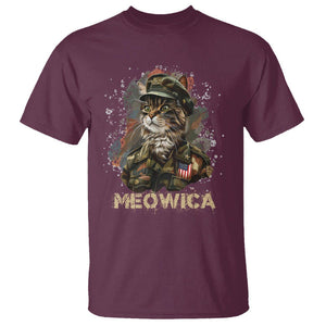 4th Of July Cat Lover T Shirt Meowica Patriotic US Army Cat TS09 Maroon Print Your Wear