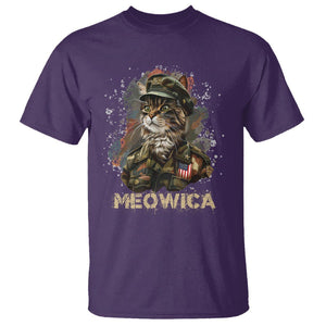 4th Of July Cat Lover T Shirt Meowica Patriotic US Army Cat TS09 Purple Print Your Wear