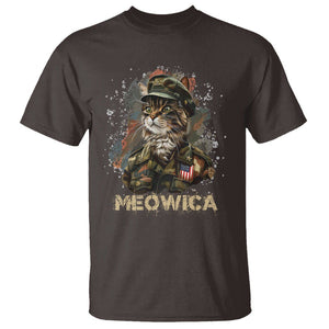 4th Of July Cat Lover T Shirt Meowica Patriotic US Army Cat TS09 Dark Chocolate Print Your Wear