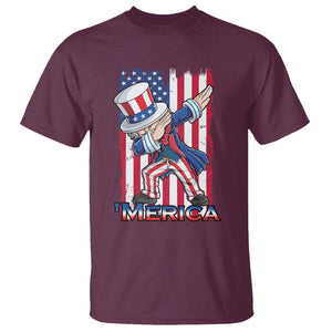 4th of July Dabbing Uncle Sam T Shirt Merica American Flag TS02 Maroon Print Your Wear