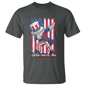 4th of July Dabbing Uncle Sam T Shirt Merica American Flag TS02 Dark Heather Print Your Wear