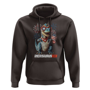 4th Of July Dinosaur Hoodie Amerisaurus Fireworks Patriotic Independence Day TS09 Dark Chocolate Print Your Wear