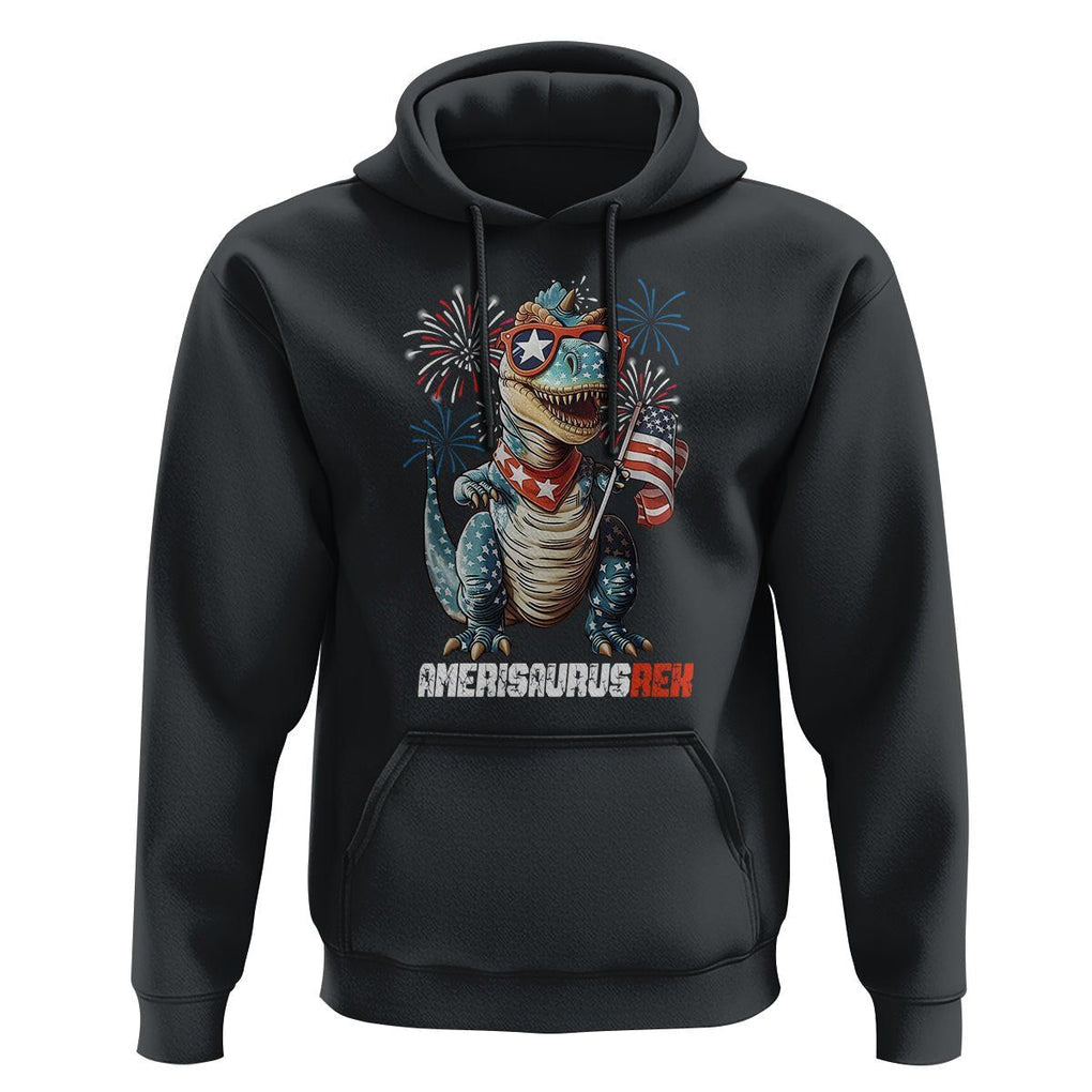 4th Of July Dinosaur Hoodie Amerisaurus Fireworks Patriotic Independence Day TS09 Black Print Your Wear