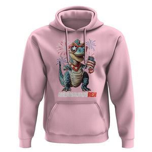 4th Of July Dinosaur Hoodie Amerisaurus Fireworks Patriotic Independence Day TS09 Light Pink Print Your Wear