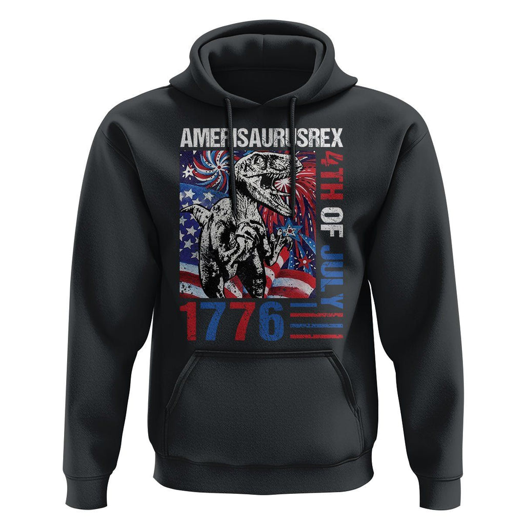 4th Of July Dinosaur Hoodie Amerisaurus Fireworks Patriotic Independence Day TS09 Black Print Your Wear