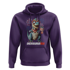 4th Of July Dinosaur Hoodie Amerisaurus Fireworks Patriotic Independence Day TS09 Purple Print Your Wear