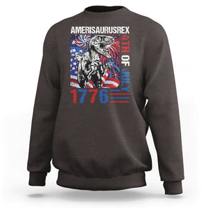 4th Of July Dinosaur Sweatshirt Amerisaurus Fireworks Patriotic Independence Day TS09 Dark Chocolate Print Your Wear