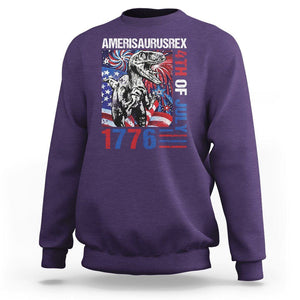 4th Of July Dinosaur Sweatshirt Amerisaurus Fireworks Patriotic Independence Day TS09 Purple Print Your Wear