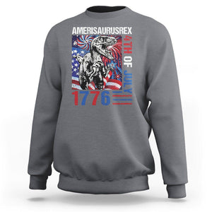 4th Of July Dinosaur Sweatshirt Amerisaurus Fireworks Patriotic Independence Day TS09 Charcoal Print Your Wear