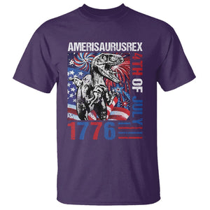 4th Of July Dinosaur T Shirt Amerisaurus Fireworks Patriotic Independence Day TS09 Purple Print Your Wear