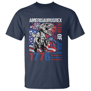 4th Of July Dinosaur T Shirt Amerisaurus Fireworks Patriotic Independence Day TS09 Navy Print Your Wear