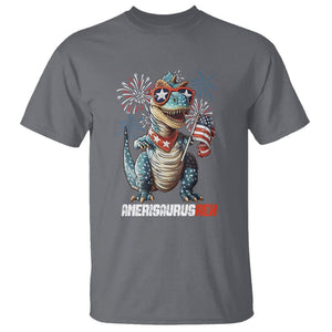 4th Of July Dinosaur T Shirt Amerisaurus Fireworks Patriotic Independence Day TS09 Charcoal Print Your Wear