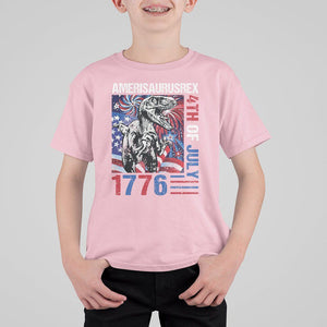 4th Of July Dinosaur T Shirt For Kid Amerisaurus Fireworks Patriotic Independence Day TS09 Light Pink Print Your Wear