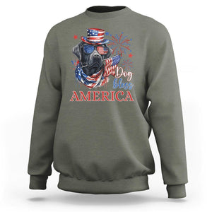 4th Of July Dog Bless America US Patriotic Sweatshirt TS09 Military Green Print Your Wear