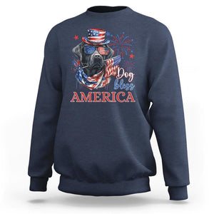 4th Of July Dog Bless America US Patriotic Sweatshirt TS09 Navy Print Your Wear