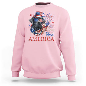 4th Of July Dog Bless America US Patriotic Sweatshirt TS09 Light Pink Print Your Wear