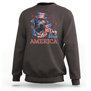 4th Of July Dog Bless America US Patriotic Sweatshirt TS09 Dark Chocolate Print Your Wear