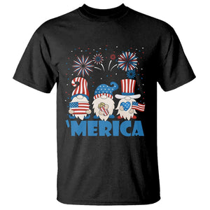 4th of July Gnome T Shirt Merica Gnomes US Flag Fireworks Celebrate Independence Day TS02 Black Print Your Wear