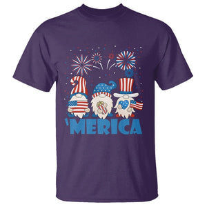 4th of July Gnome T Shirt Merica Gnomes US Flag Fireworks Celebrate Independence Day TS02 Purple Print Your Wear