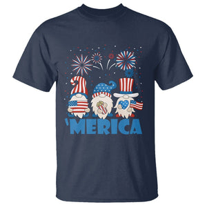 4th of July Gnome T Shirt Merica Gnomes US Flag Fireworks Celebrate Independence Day TS02 Navy Print Your Wear