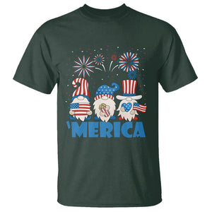 4th of July Gnome T Shirt Merica Gnomes US Flag Fireworks Celebrate Independence Day TS02 Dark Forest Green Print Your Wear