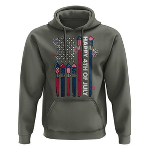 4th of July Hoodie American Flag Firework USA Party Independence Day TS02 Military Green Print Your Wear